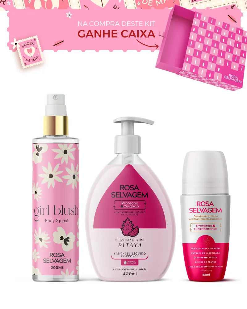 Dia das Mães - Kit Sabonete Líquido Pitaya + Girl Blush + Desodorante Rosa Selvagem
